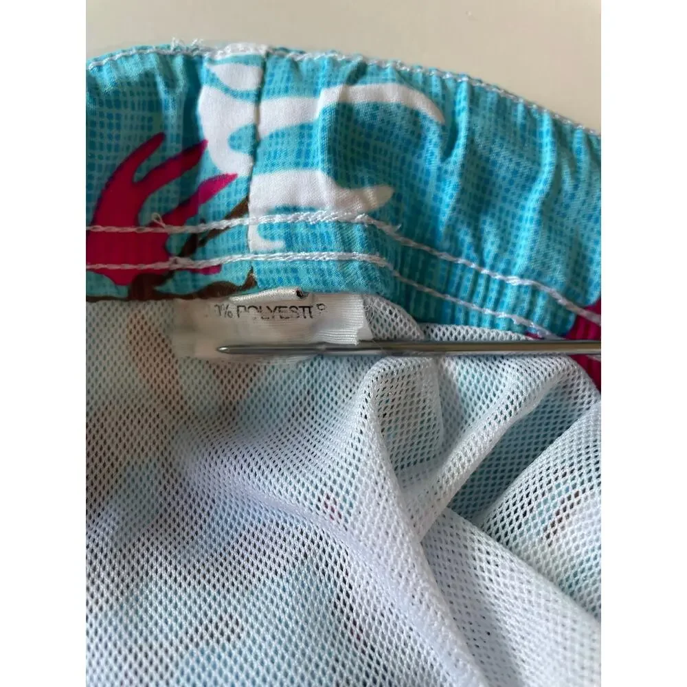 Peter Millar Swim Trunks Shorts Men's Size M Drawstring Lined Coral Seaweed